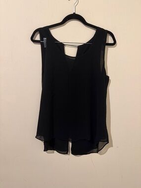 Blu pepper Black Sleeveless Chiffon Layered Top Size Large